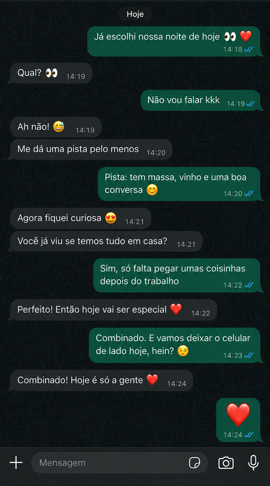Conversa de casal animado para uma noite a dois
